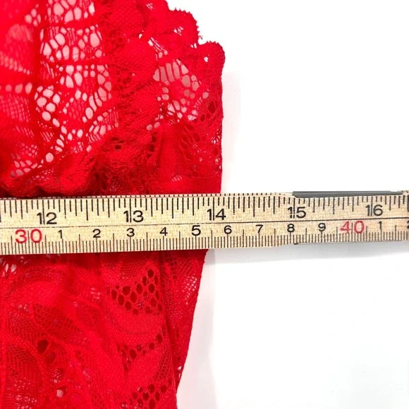 NWT Aubade Flowermania Lace Bodysuit Racerback Sheer Red Stretch Cheeky Size S - Picture 13 of 15